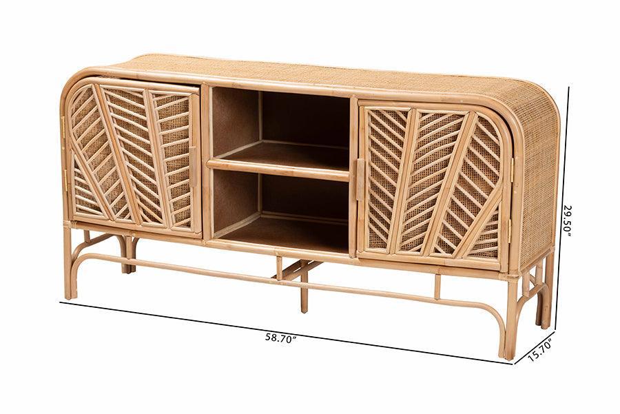 bali & pari Carabella Bohemian Natural Rattan 2-Door Storage Cabinet FredCo