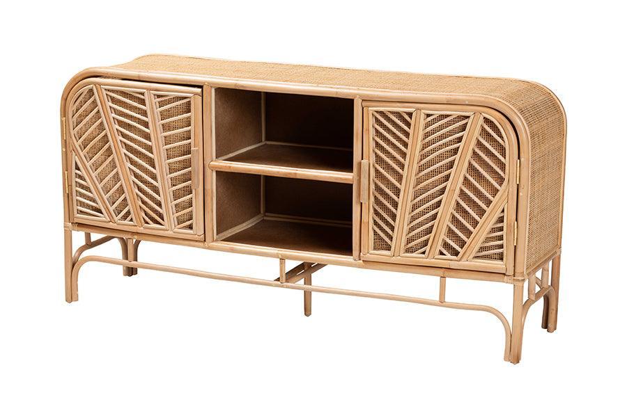 bali & pari Carabella Bohemian Natural Rattan 2-Door Storage Cabinet FredCo