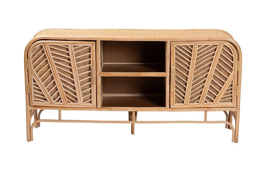 bali & pari Carabella Bohemian Natural Rattan 2-Door Storage Cabinet FredCo