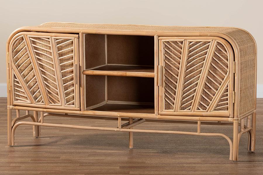 bali & pari Carabella Bohemian Natural Rattan 2-Door Storage Cabinet FredCo