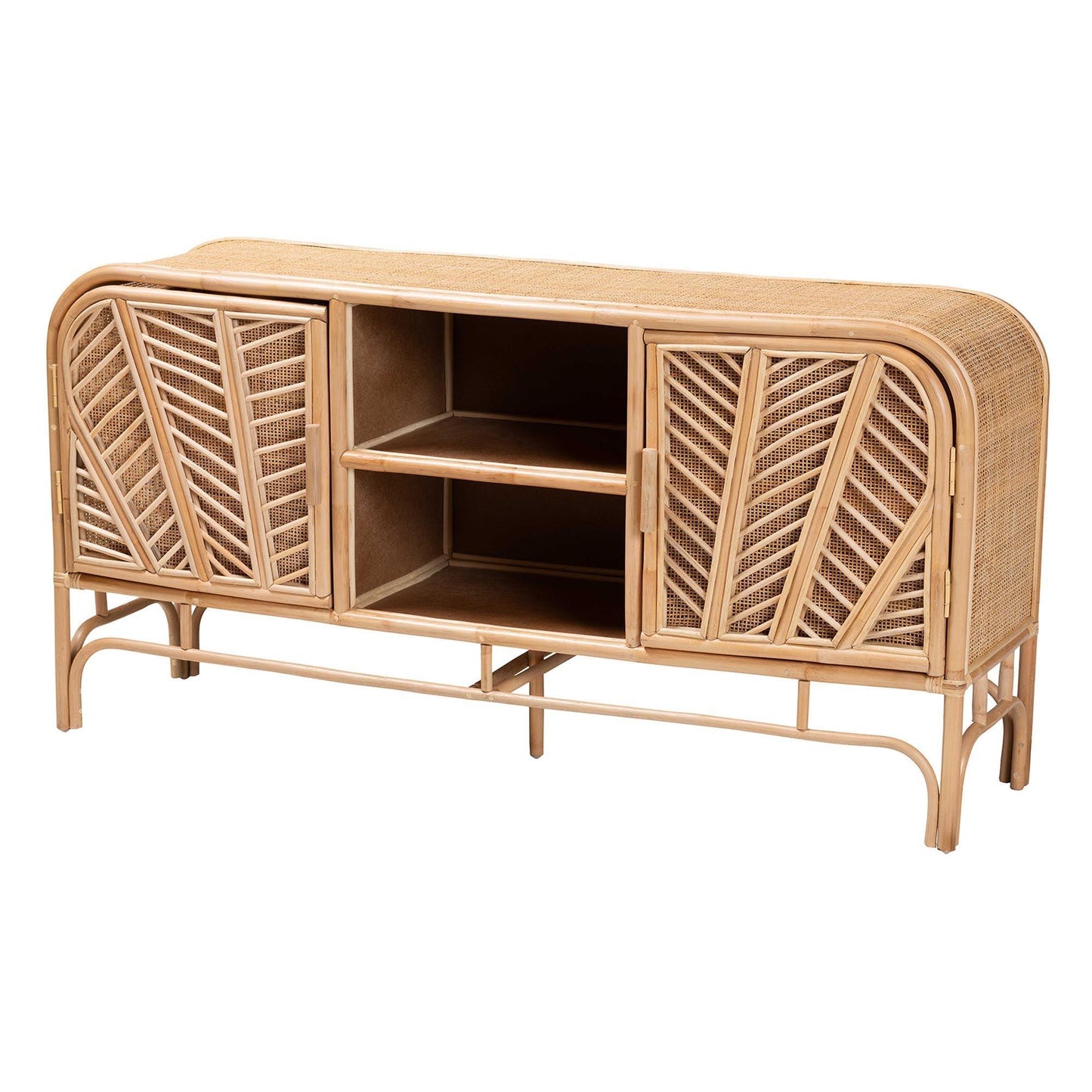 bali & pari Carabella Bohemian Natural Rattan 2-Door Storage Cabinet FredCo