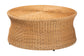 bali & pari Caroline Round Natural Rattan Coffee Table - Handwoven Wicker Drum Shape Accent Table for Living Room or Sunroom, Light Honey FredCo