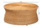 bali & pari Caroline Round Natural Rattan Coffee Table - Handwoven Wicker Drum Shape Accent Table for Living Room or Sunroom, Light Honey FredCo