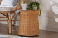 bali & pari Caroline Round Natural Rattan End Table - Handwoven Wicker Drum Shape Accent Table for Living Room or Sunroom, Light Honey FredCo