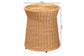 bali & pari Caroline Round Natural Rattan End Table - Handwoven Wicker Drum Shape Accent Table for Living Room or Sunroom, Light Honey FredCo