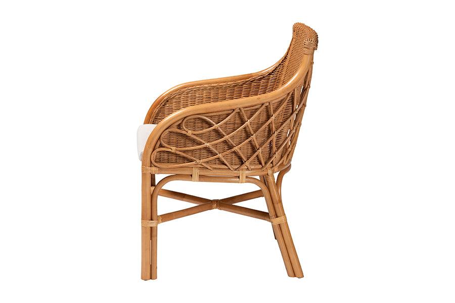 bali & pari Carolyn Bohemian Light Honey Rattan Arm Chair FredCo