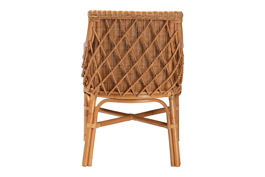 bali & pari Carolyn Bohemian Light Honey Rattan Arm Chair FredCo