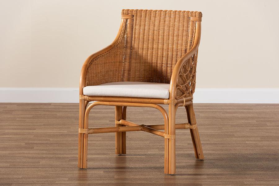 bali & pari Carolyn Bohemian Light Honey Rattan Arm Chair FredCo