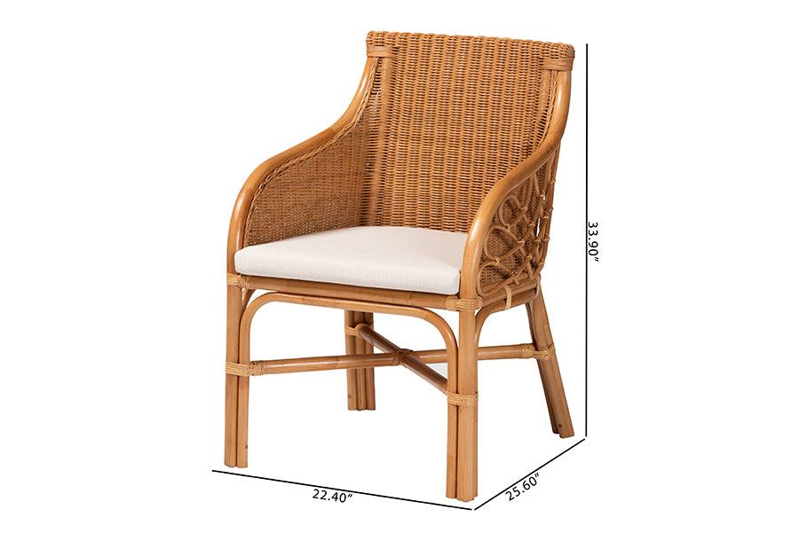bali & pari Carolyn Bohemian Light Honey Rattan Arm Chair FredCo