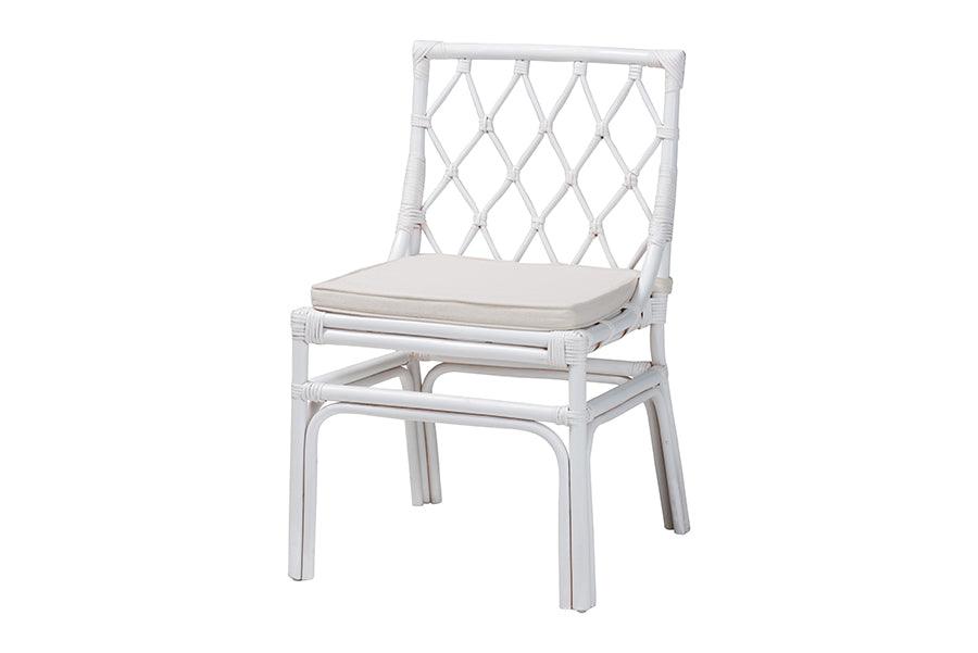 bali & pari Carwyn Bohemian White Rattan Dining Chair FredCo