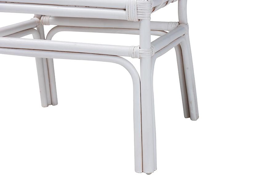 bali & pari Carwyn Bohemian White Rattan Dining Chair FredCo