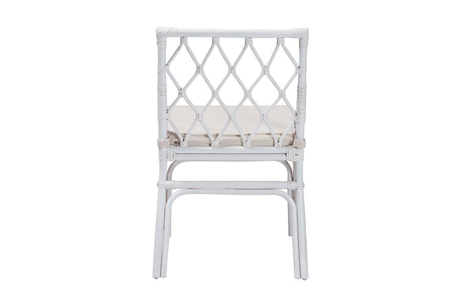 bali & pari Carwyn Bohemian White Rattan Dining Chair FredCo