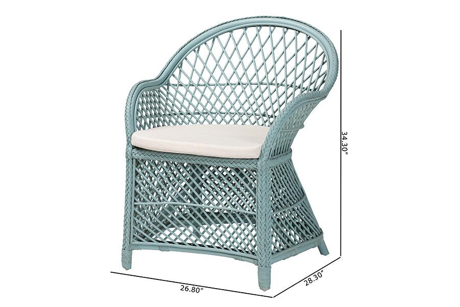 bali & pari Casilda Bohemian Light Blue Braided Rattan Arm Chair FredCo