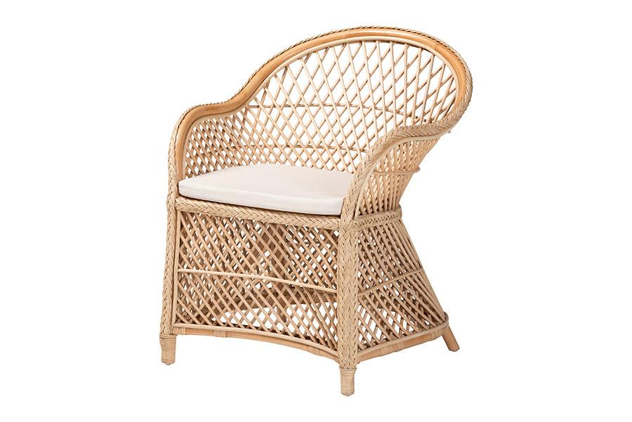 bali & pari Casilda Bohemian Natural Braided Rattan Arm Chair FredCo