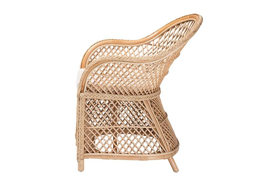bali & pari Casilda Bohemian Natural Braided Rattan Arm Chair FredCo