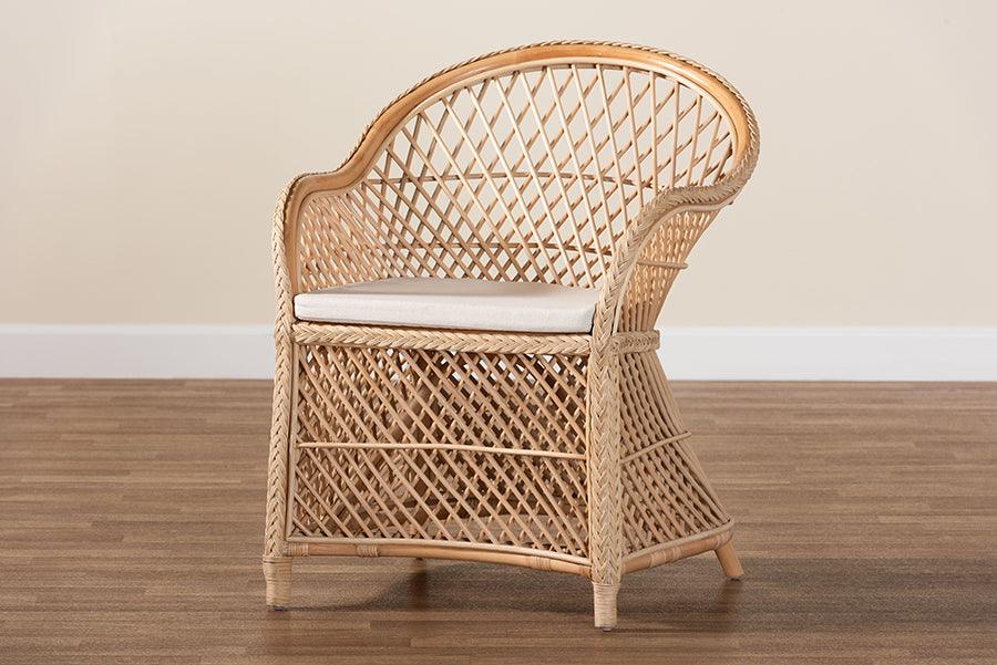 bali & pari Casilda Bohemian Natural Braided Rattan Arm Chair FredCo