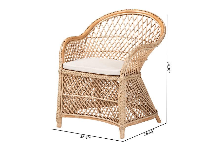 bali & pari Casilda Bohemian Natural Braided Rattan Arm Chair FredCo