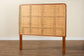 bali & pari Caspia Bohemian Natural Rattan and Mahogany Wood Queen Size Headboard FredCo