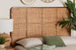 bali & pari Caspia Bohemian Natural Rattan and Mahogany Wood Queen Size Headboard FredCo