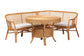 bali & pari Ceona 3-Piece Natural Rattan Dining Nook Set - L-Shaped Banquette Seating with Cushions and Wicker Table with Scallop Edge, Boho Coastal Style Dining FredCo