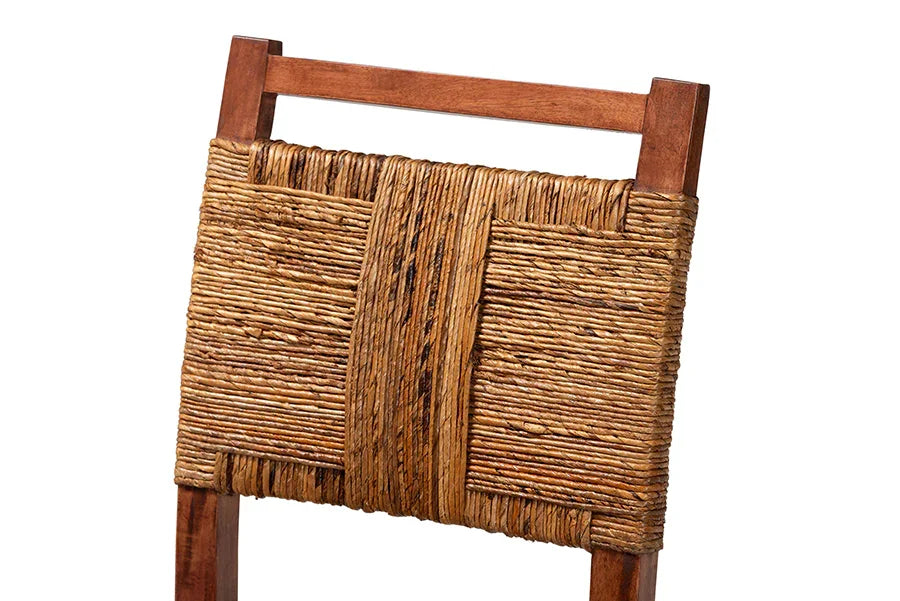 bali & pari Chabela Handwoven Seagrass Dining Chair Set of 2- Solid Mango Wood Frame with Woven Seat and Backrest, Rustic Boho Style Kitchen or Dining Room Seating, Brown FredCo