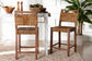 bali & pari Chabela Seagrass Counter Stool Set of 2 - Solid Mango Wood Frame with Woven Seat and Backrest, Rustic Boho Style Dining or Kitchen Island Seating, Brown FredCo