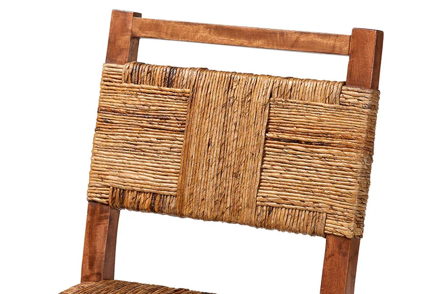 bali & pari Chabela Seagrass Counter Stool Set of 2 - Solid Mango Wood Frame with Woven Seat and Backrest, Rustic Boho Style Dining or Kitchen Island Seating, Brown FredCo