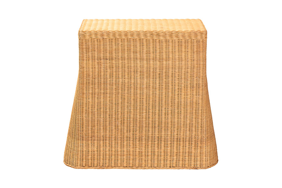 Bali & Pari Chica Scalloped Natural Rattan Console Table with Drawer – Handwoven Coastal Entryway or Living Room Accent FredCo