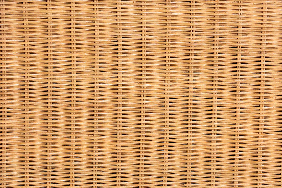 Bali & Pari Chica Scalloped Natural Rattan Console Table with Drawer – Handwoven Coastal Entryway or Living Room Accent FredCo