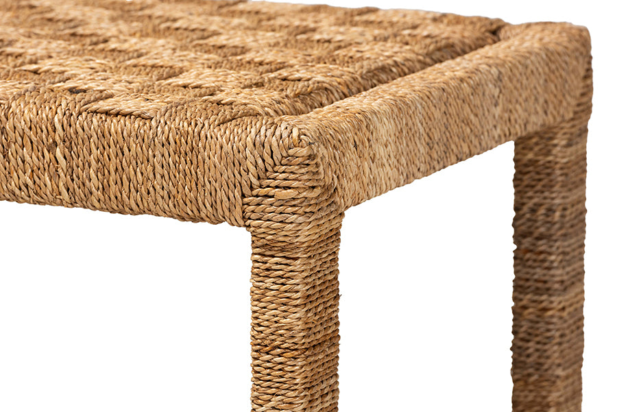 bali & pari Cipally Bohemian Seagrass and Mahogany Wood Accent Bench FredCo
