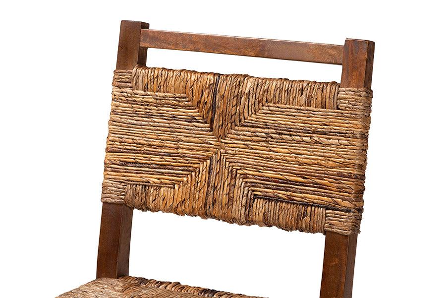 bali & pari Cordoba Bohemian Natural Seagrass and Mahogany Wood 2-Piece Counter Stool Set FredCo