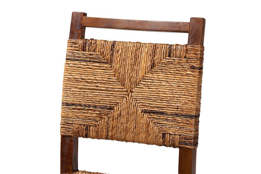 bali & pari Cordoba Bohemian Natural Seagrass and Mahogany Wood 2-Piece Dining Chair FredCo
