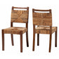 bali & pari Cordoba Bohemian Natural Seagrass and Mahogany Wood 2-Piece Dining Chair FredCo