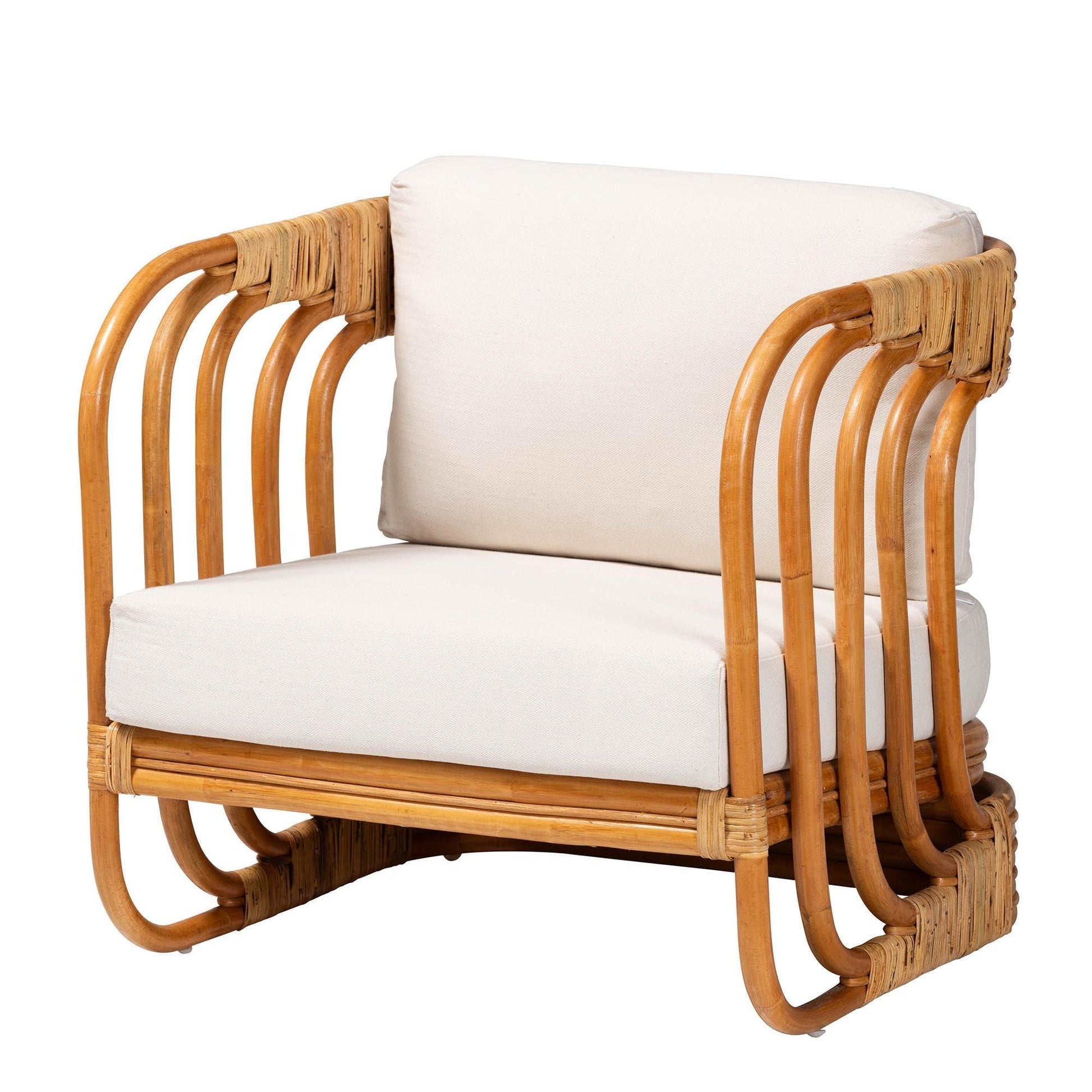 bali & pari Corsa Modern Bohemian Natural Rattan Arm Chair FredCo