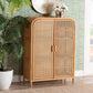 bali & pari Curacao Modern Bohemian Light Honey Rattan 2-Door Storage Cabinet FredCo
