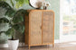 bali & pari Curacao Modern Bohemian Light Honey Rattan 2-Door Storage Cabinet FredCo