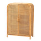 bali & pari Curacao Modern Bohemian Light Honey Rattan 2-Door Storage Cabinet FredCo