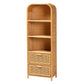bali & pari Curacao Modern Bohemian Light Honey Rattan 2-Drawer Bookcase FredCo
