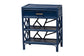 bali & pari Daina Natural Rattan Nightstand with Drawer and Open Shelves- Coastal Bedside Table with Geometric Design, Blue FredCo