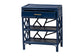 bali & pari Daina Natural Rattan Nightstand with Drawer and Open Shelves- Coastal Bedside Table with Geometric Design, Blue FredCo