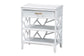 bali & pari Daina Natural Rattan Nightstand with Drawer and Open Shelves- Coastal Bedside Table with Geometric Design, White FredCo