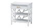 bali & pari Daina Natural Rattan Nightstand with Drawer and Open Shelves- Coastal Bedside Table with Geometric Design, White FredCo