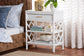 bali & pari Daina Natural Rattan Nightstand with Drawer and Open Shelves- Coastal Bedside Table with Geometric Design, White FredCo