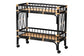 bali & pari Dalinda Modern Bohemian Two-Tone Black and Natural Brown Rattan 2-Tier Kitchen Cart FredCo