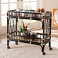 bali & pari Dalinda Modern Bohemian Two-Tone Black and Natural Brown Rattan 2-Tier Kitchen Cart FredCo