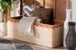 bali & pari Damita Scallop Natural Rattan Chest with Lift-top Lid - Coastal Boho Style Storage Bench for Bedroom, Entryway, or Living Room Organization FredCo
