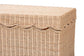 bali & pari Damita Scallop Natural Rattan Chest with Lift-top Lid - Coastal Boho Style Storage Bench for Bedroom, Entryway, or Living Room Organization FredCo