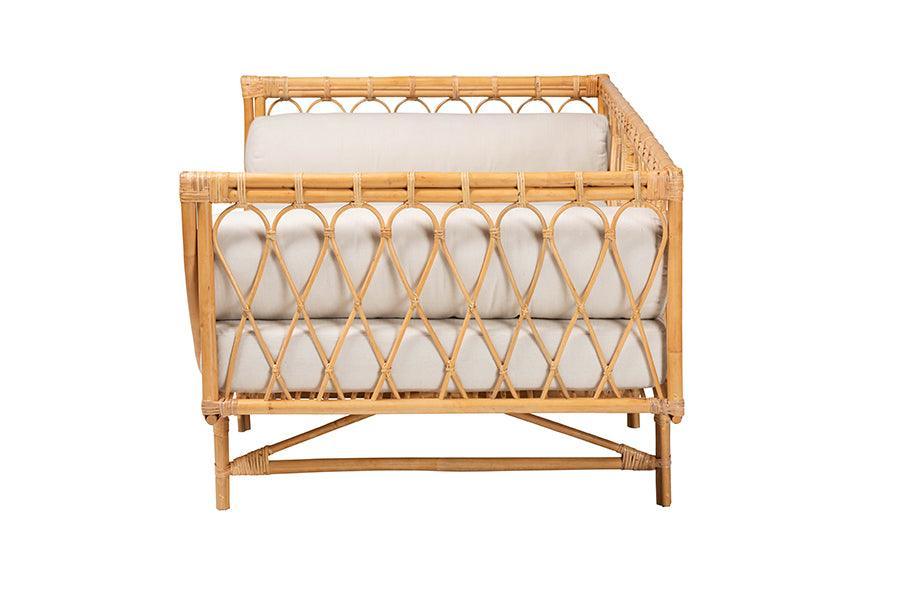 bali & pari Davida Modern Bohemian Natural Brown Rattan Daybed FredCo