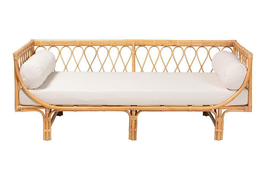 bali & pari Davida Modern Bohemian Natural Brown Rattan Daybed FredCo