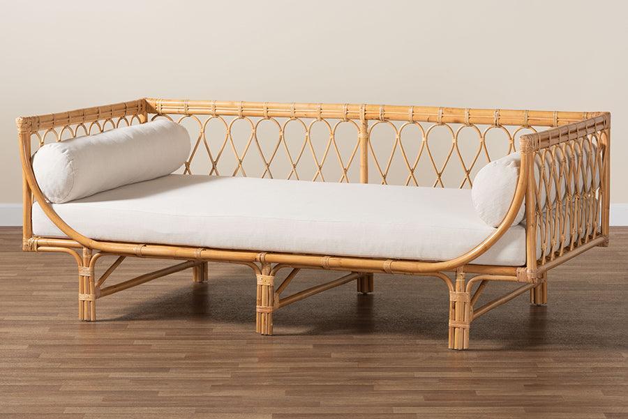 bali & pari Davida Modern Bohemian Natural Brown Rattan Daybed FredCo
